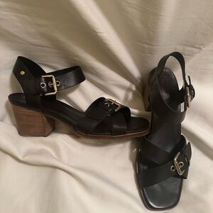 PIKOLINOS Black Leather Block Heel Sandals 10M 41